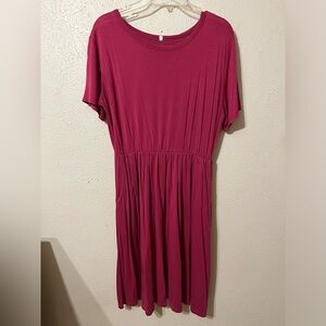 2XL Magenta Cotton Dress with Pockets